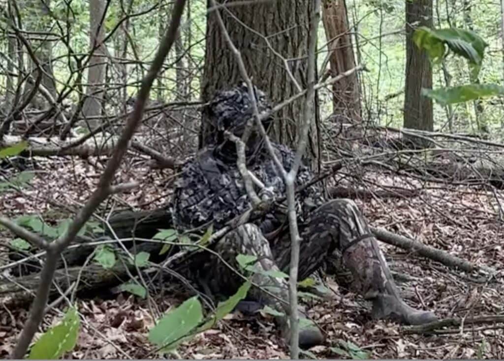 Turkey Hunting in my Duck Camp Woodland Camouflage Ghillie Suit