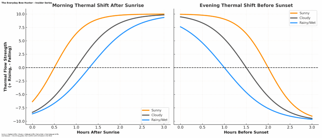 How thermals shift based on weather conditions.