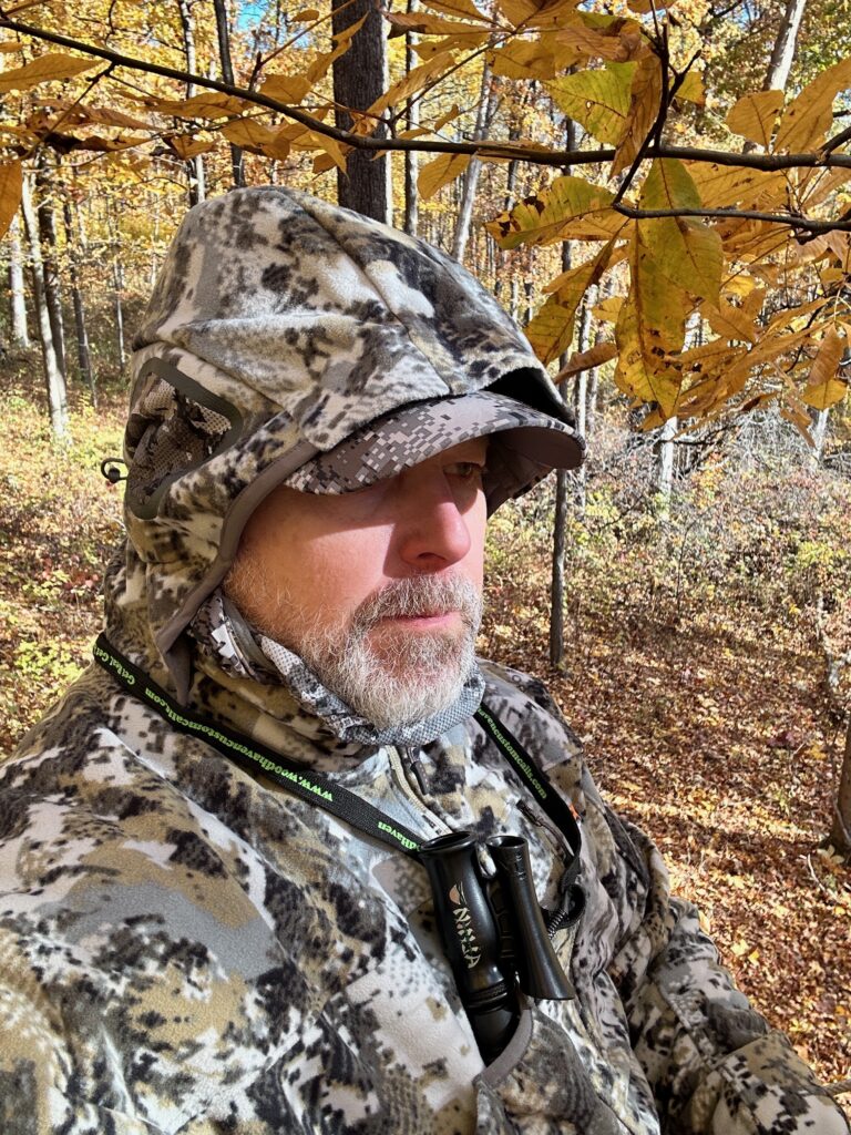 Mike wearing the Sitka Stratus 2.0 with hood.