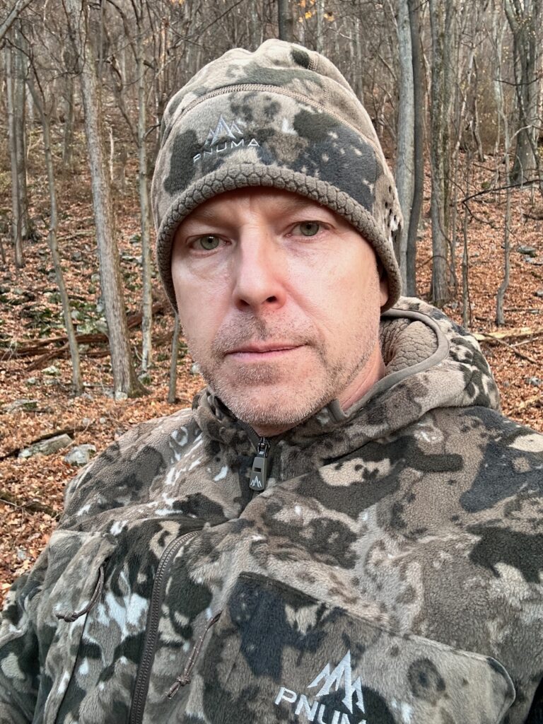 Here I am after one of my hunts wearing the Pnuma Vintis Jacket and Beanie.