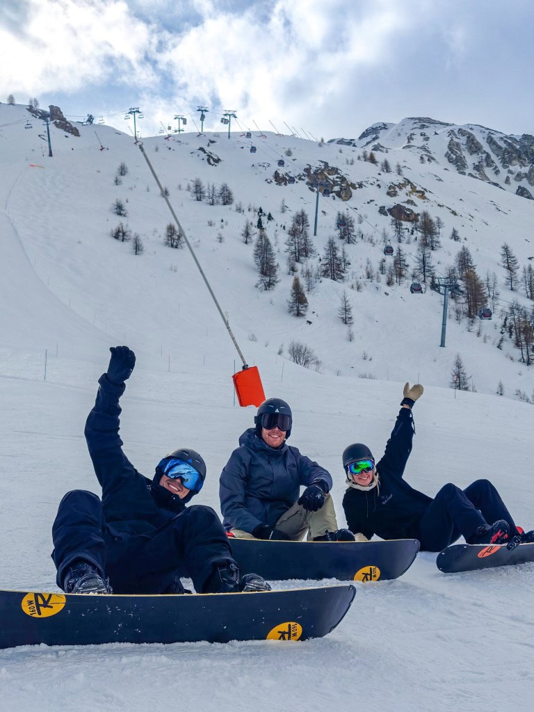 Beginners tignes Aspect Snowboarding lesson Happy fun