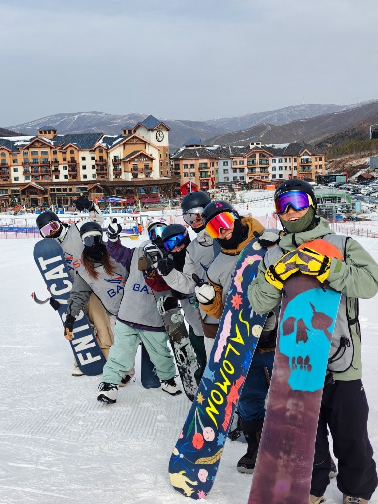 Snowboarding Students Happy