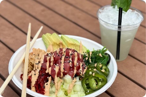 Vibrant Asian-inspired salad with fresh vegetables and spicy sauce