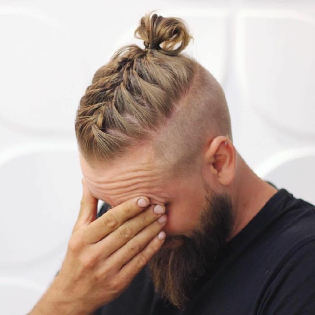 braided top with a bun