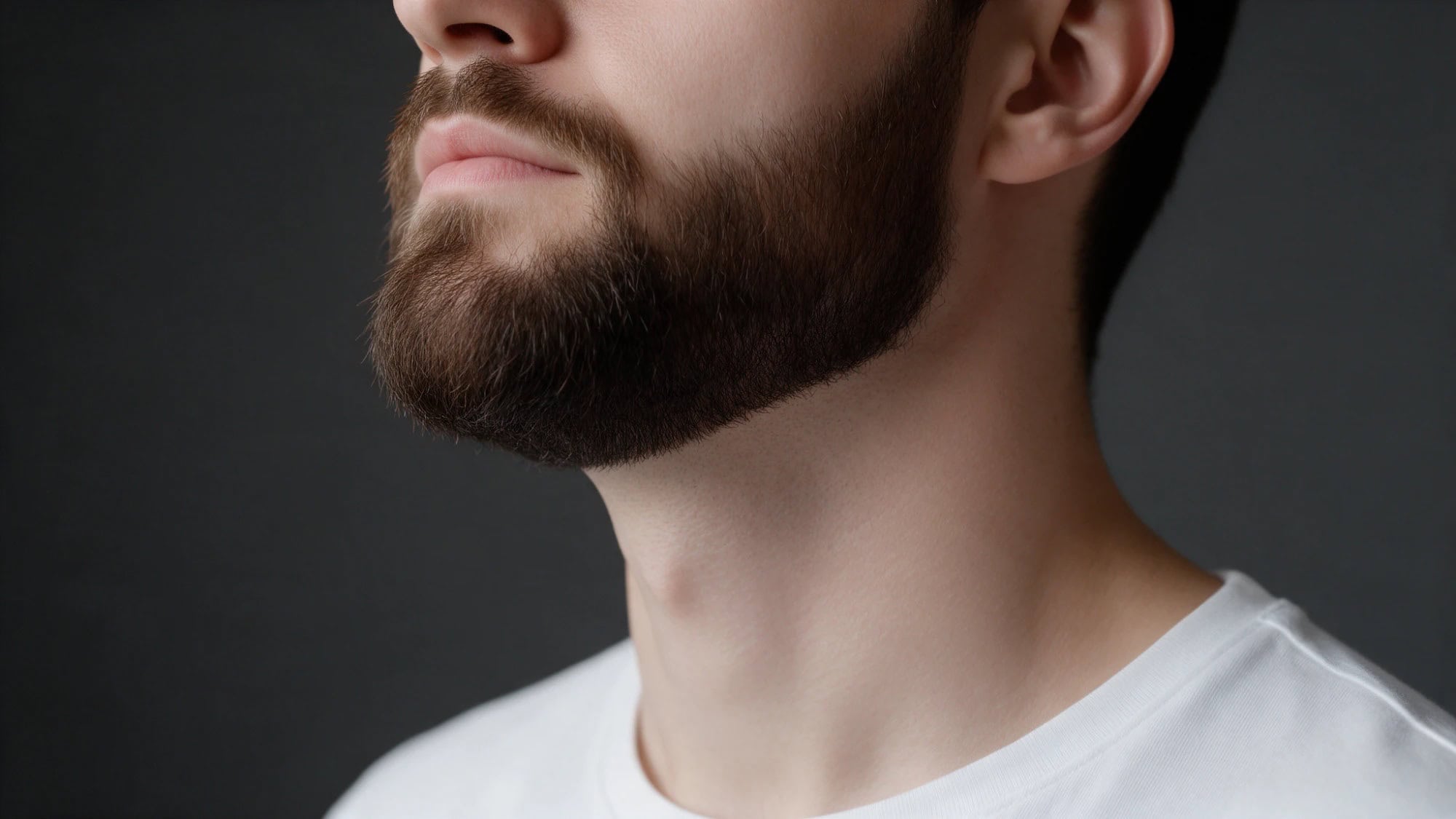 Side view of a beard with a clean neckline under the jaw and a smooth, shaved neck