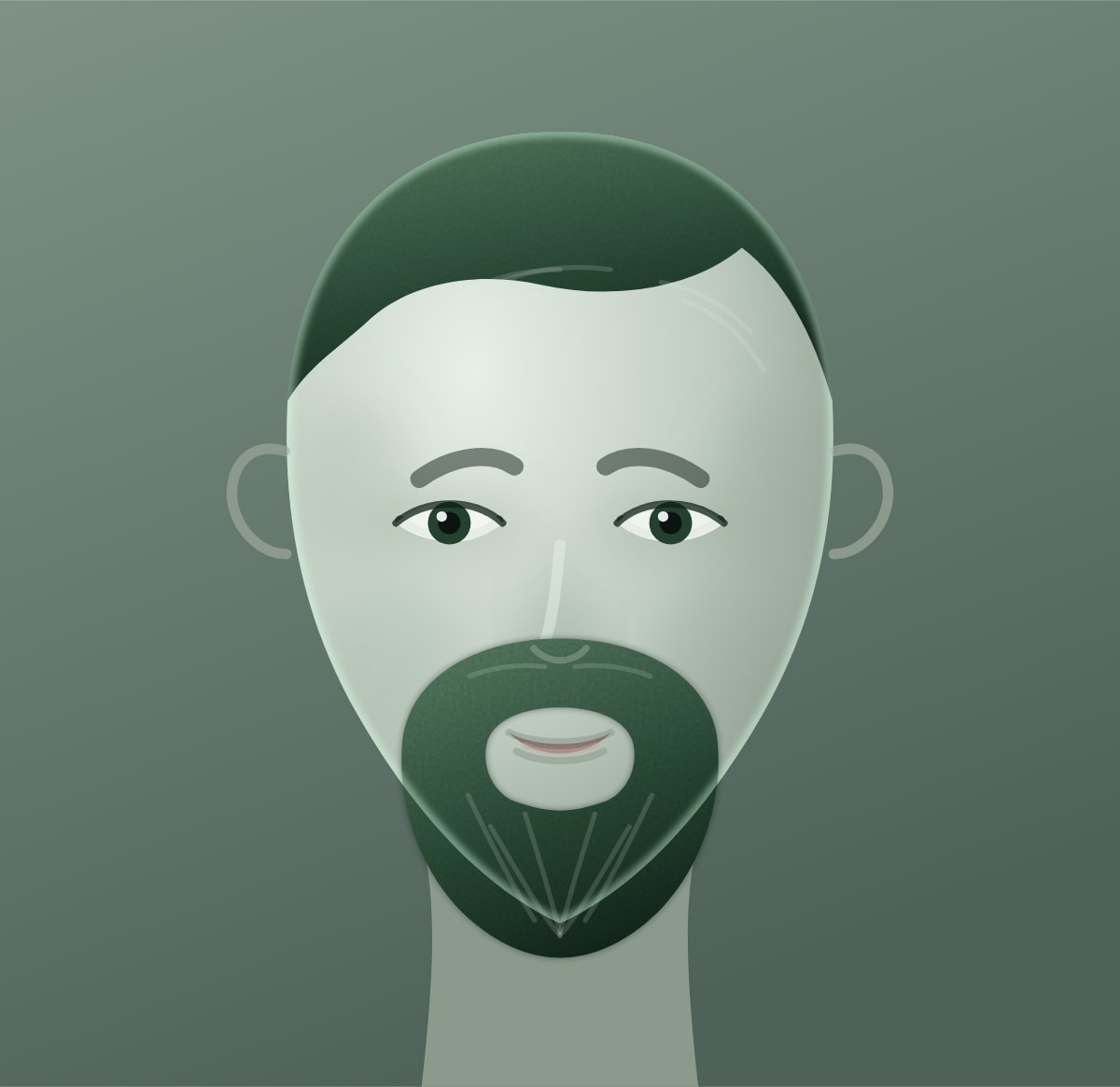 Diagram of a circle beard shown on a round face