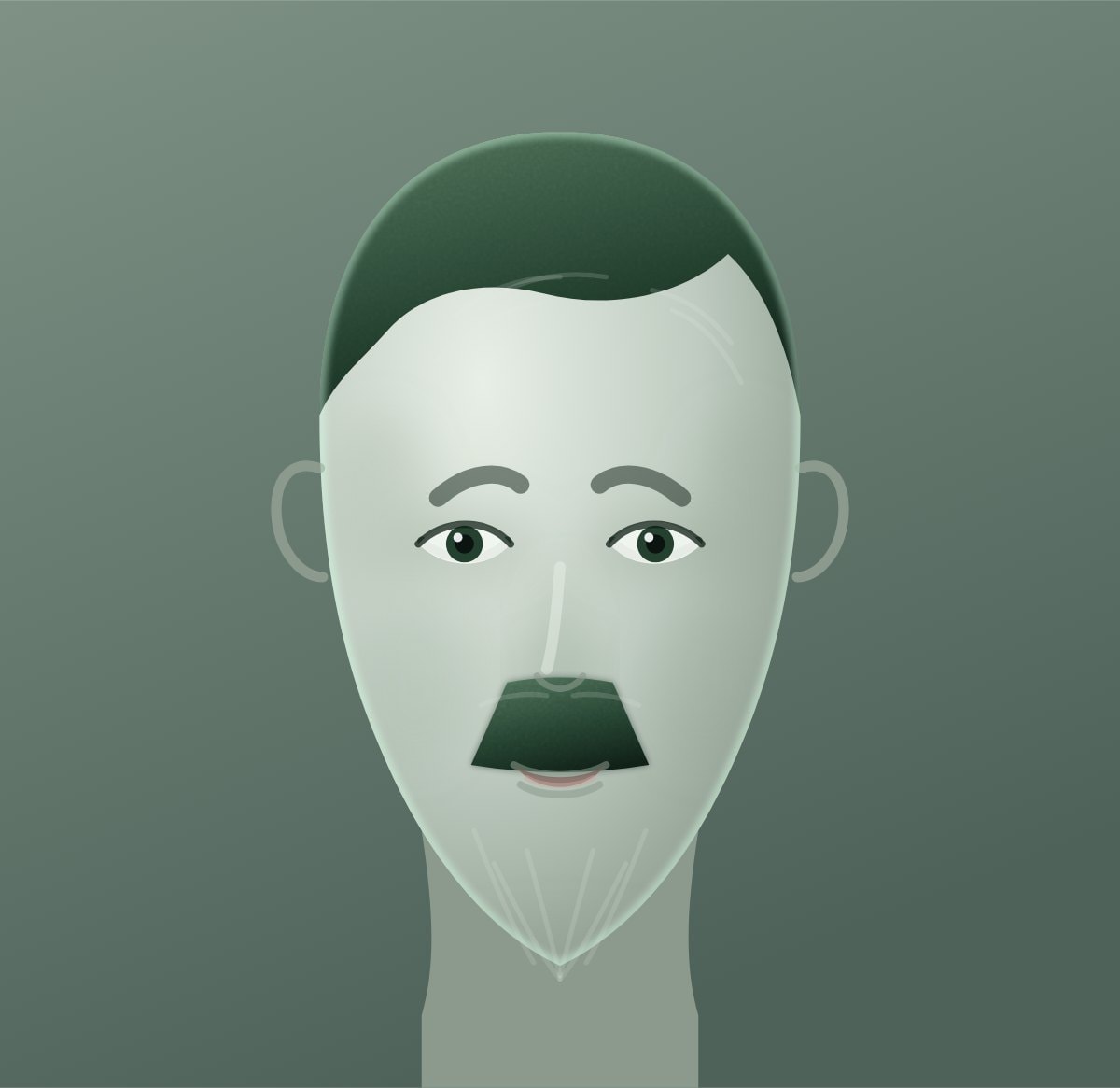 Schéma d'un abat-jour en forme de moustache représenté sur un visage ovale
