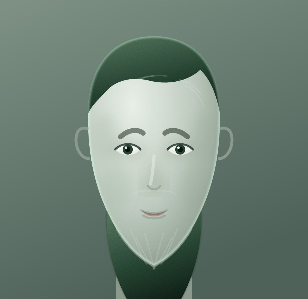 Front diagram of the neckbeard style. Growth on the neck with the face shaved. Documented, not recommended.