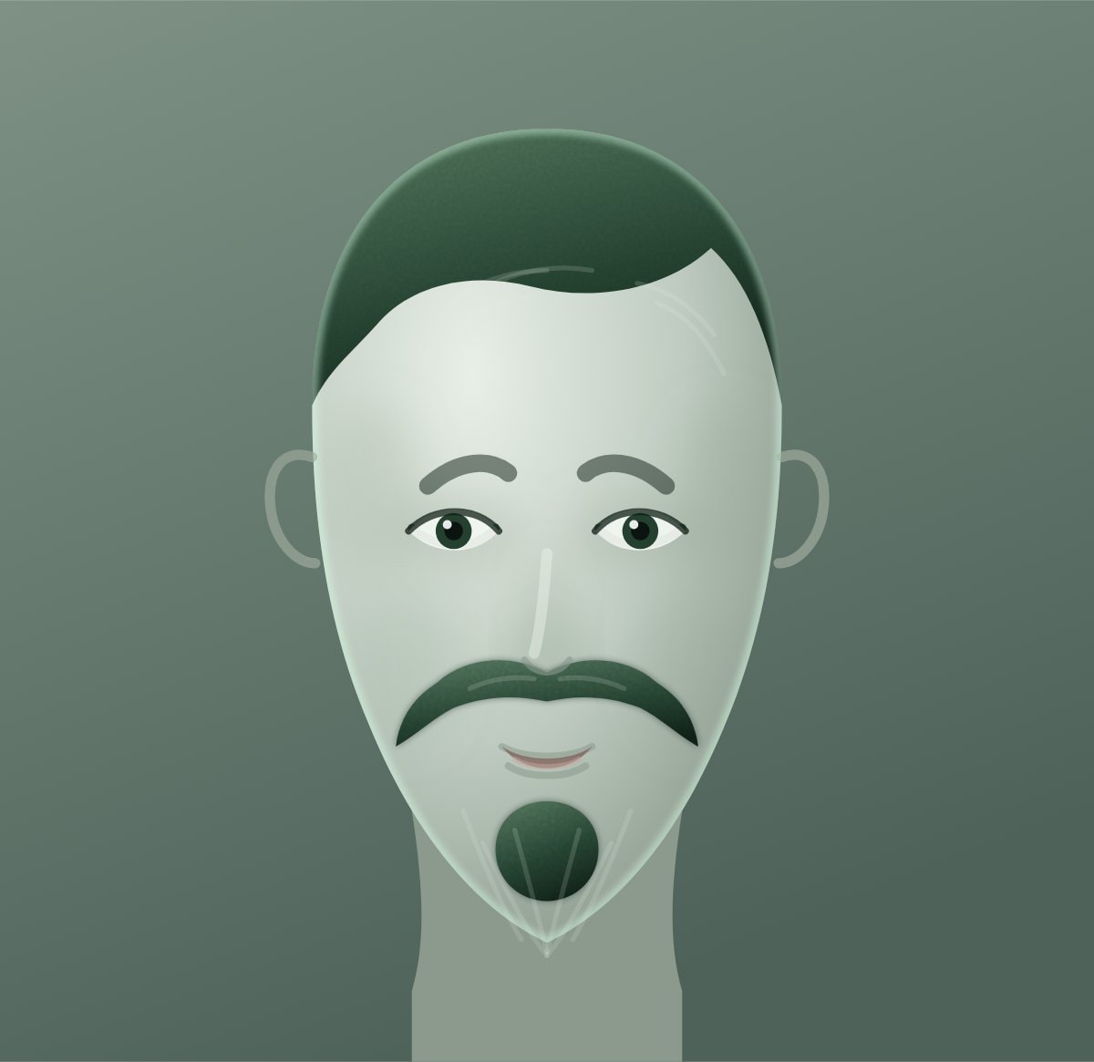 Diagram of a royale beard shown on a oval face