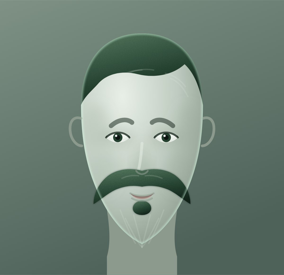 Schéma d'une moustache « à la Zappa » sur un visage ovale