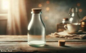 vintage glass milk bottle with round cork top