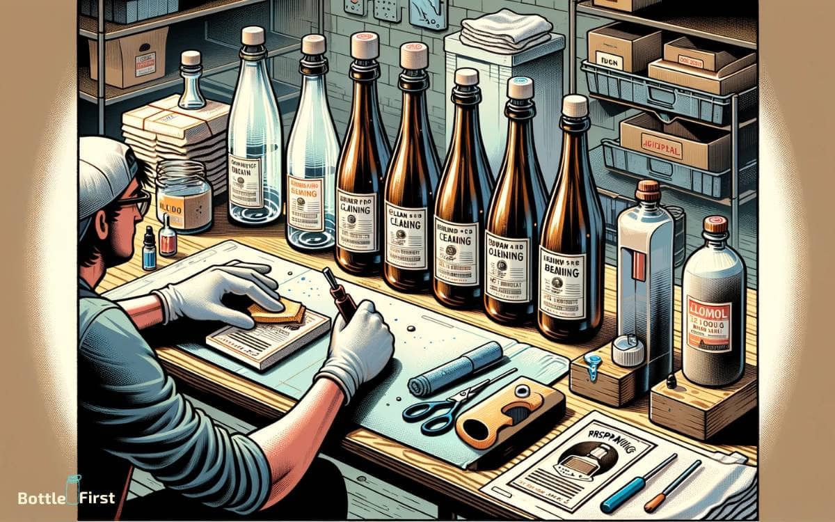 Preparing the Glass Bottles for Labeling