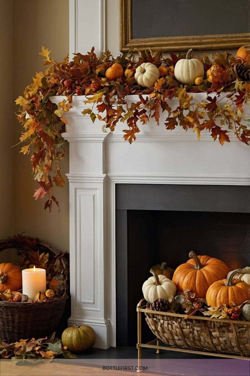 13. Leafy Mantel Decor 1