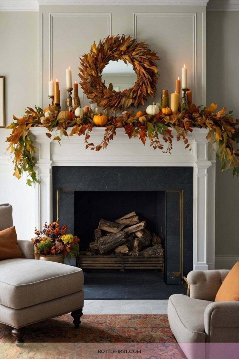13. Leafy Mantel Decor 2
