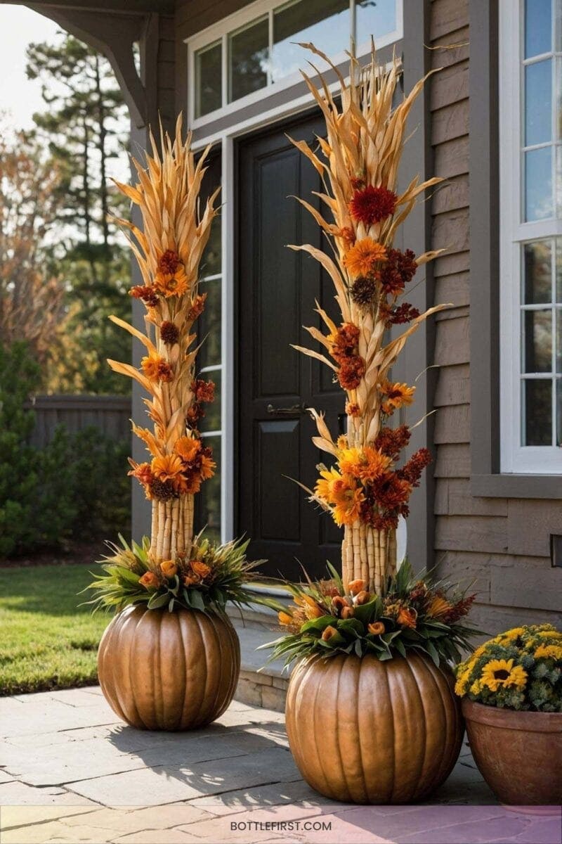 Elegant Cornstalk Displays