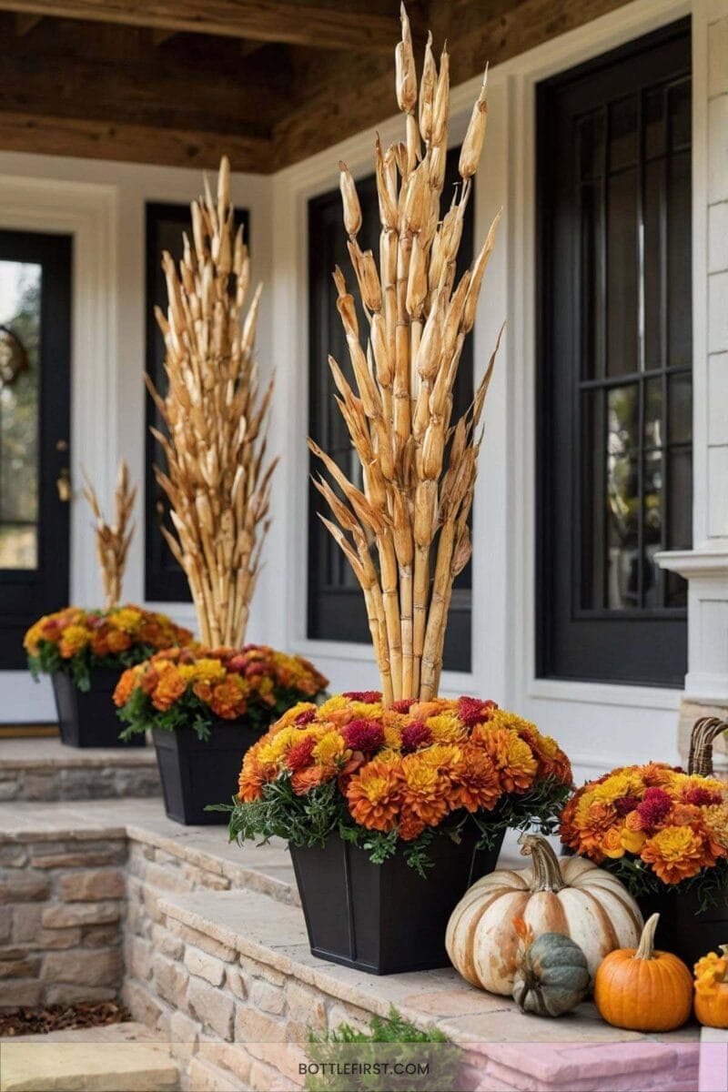 Elegant Cornstalk Displays