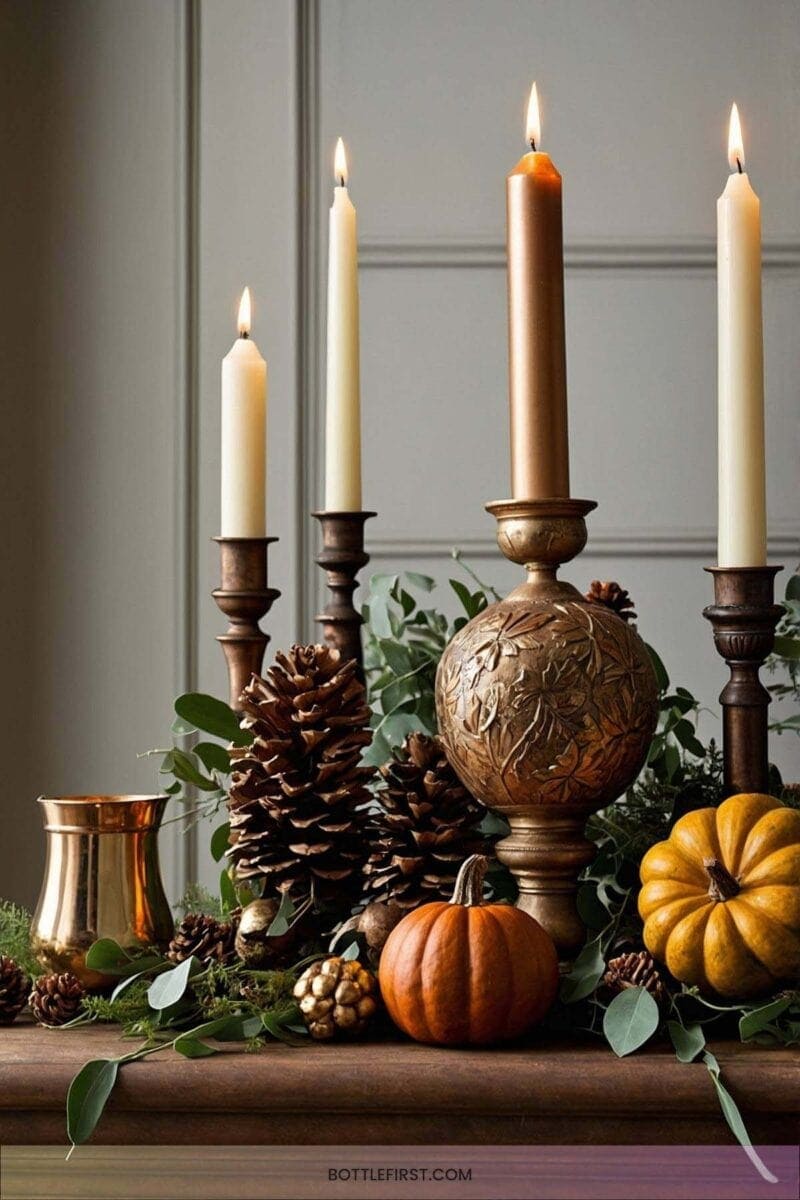 Harvest Themed Mantel Decor
