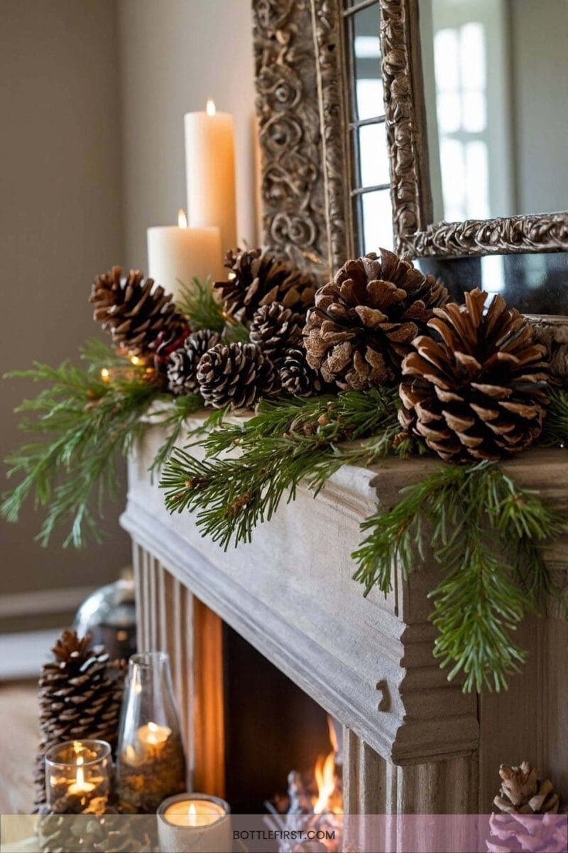 Pinecone Fireplace Decor