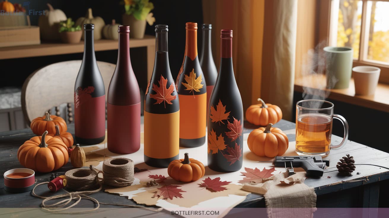 Cozy Fall Wine Bottle Crafts for Autumn Home Decor