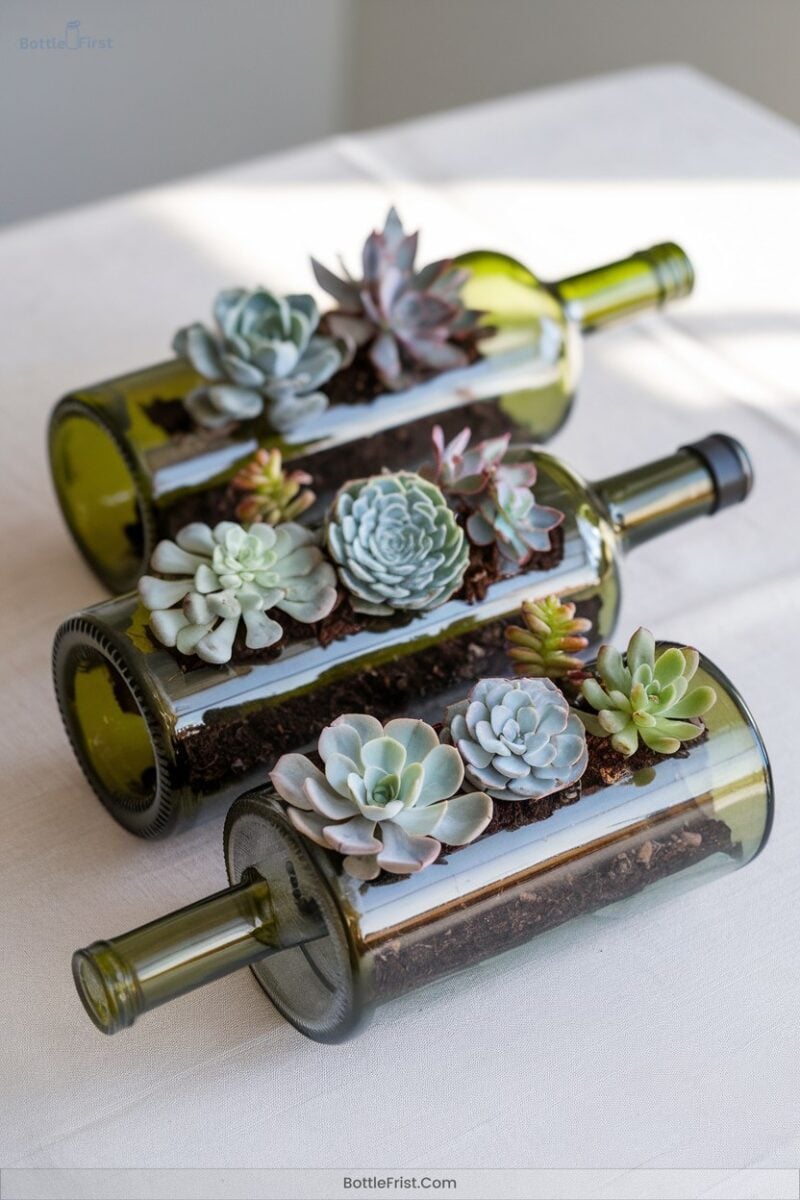 Horizontal Succulent Bottle Planters