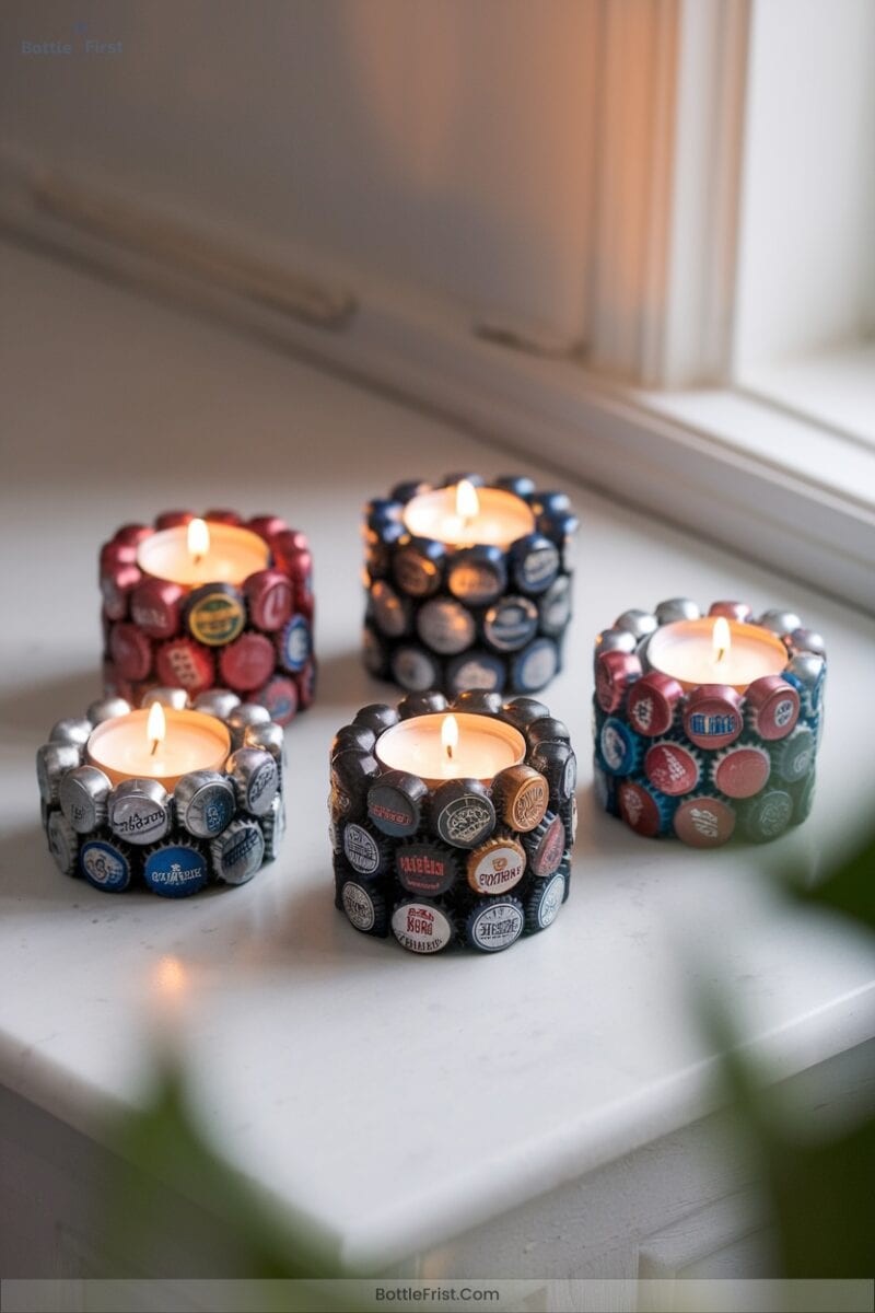 Crafting Bottle Cap Candle Holders