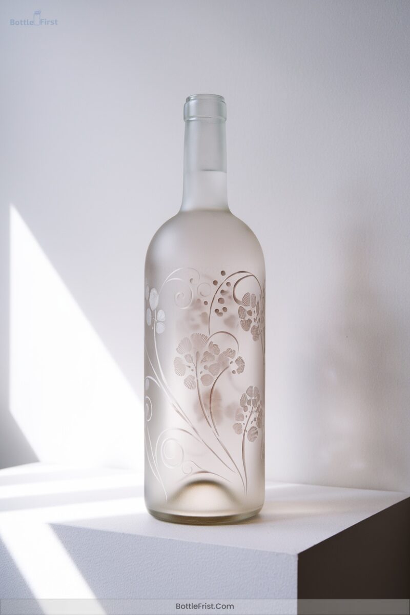 Etched Glass Wine Bottle Decor