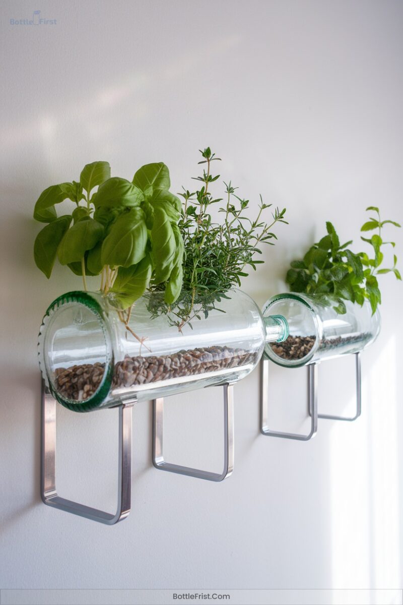 Horizontal Bottle Herb Gardens