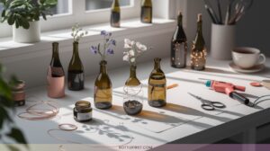 Adorable Small Wine Bottle Crafts for Minimalist Spaces