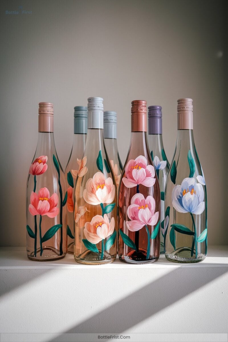 Hand Painted Floral Bottles
