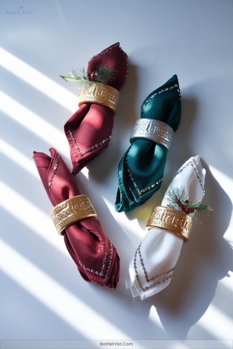 Festive Napkin Rings From Upcycled Bottles