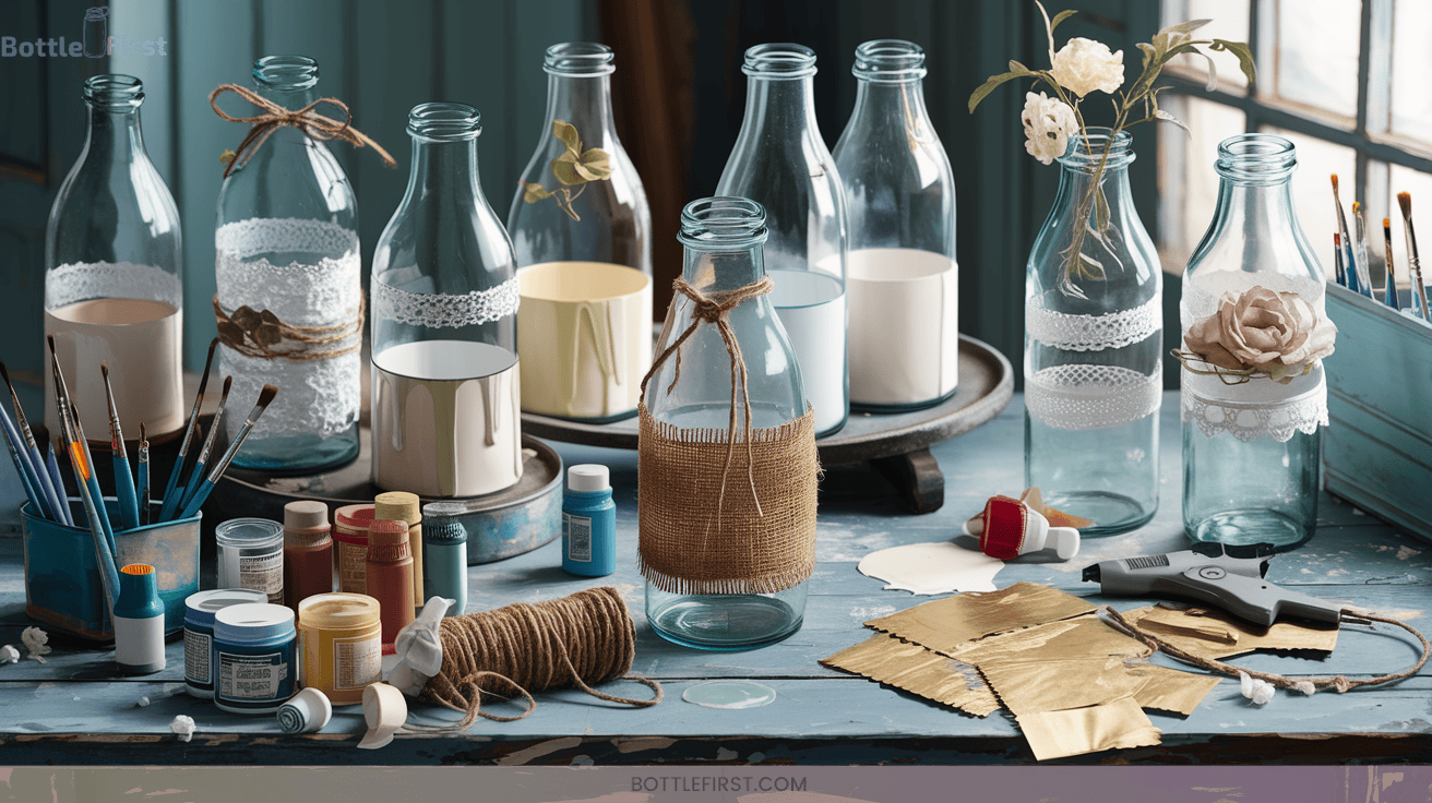 Vintage Inspired Glass Milk Bottle Crafts for Farmhouse Charm