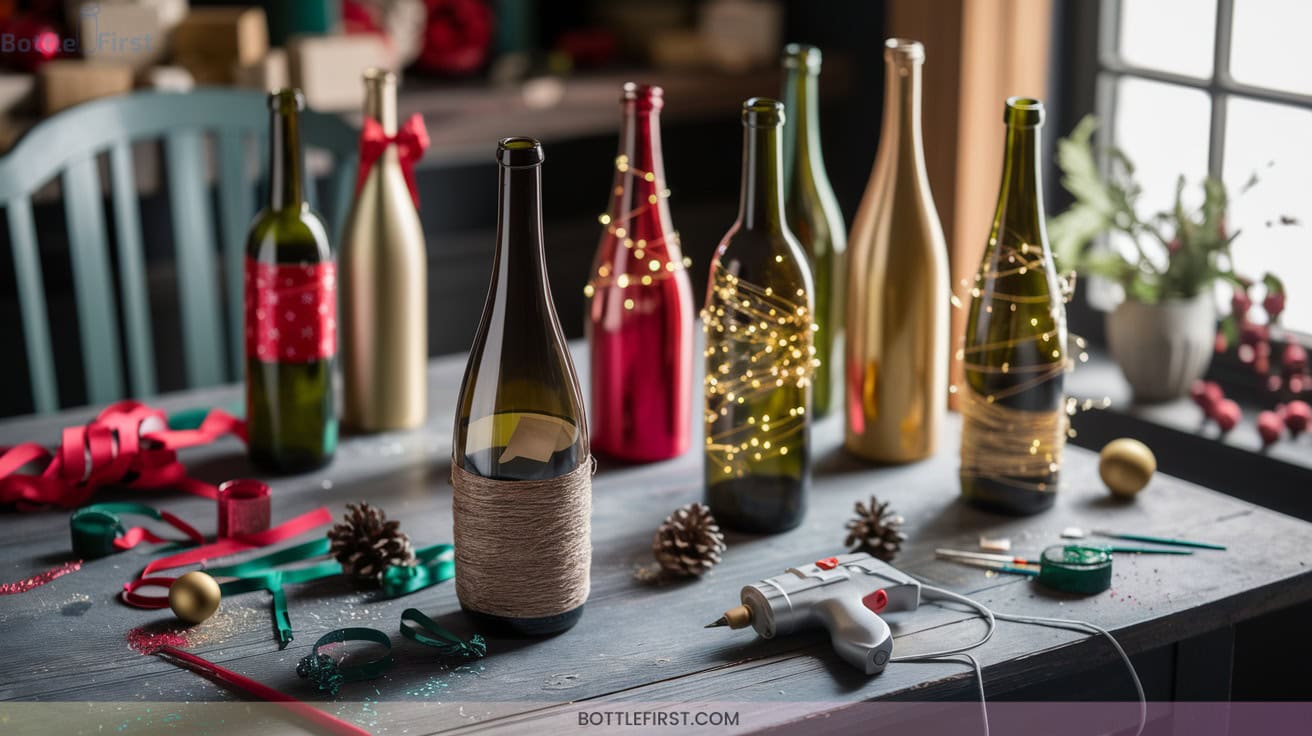 Festive Wine Bottle Holiday Crafts for Seasonal Celebrations