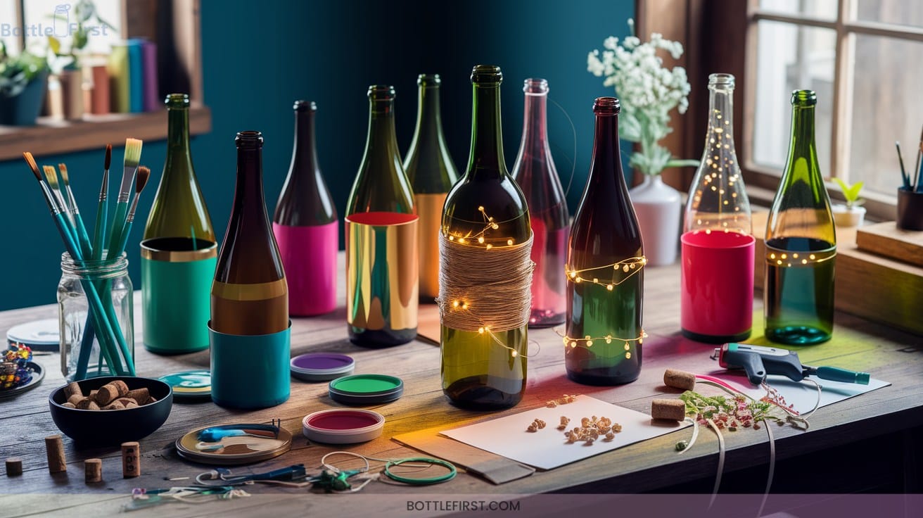 Vibrant Colored Wine Bottle Crafts to Add Pop to Any Room