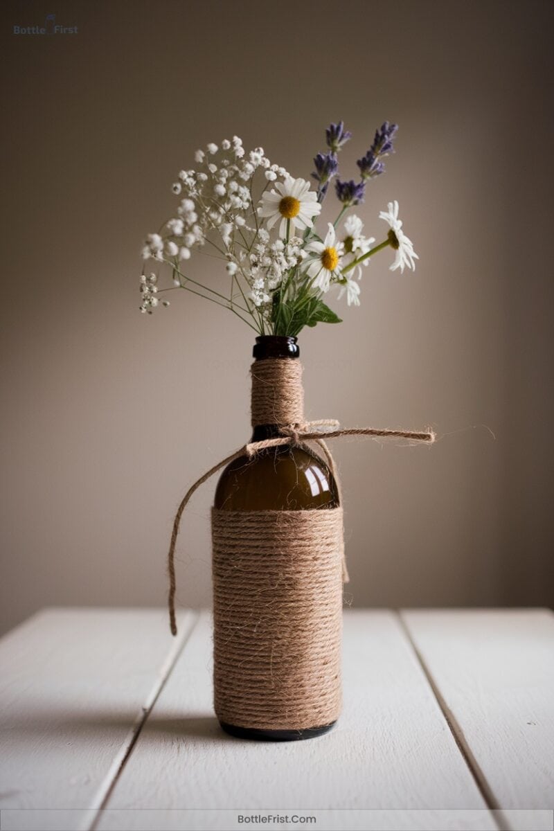 Crafting a Rustic Wine Bottle Centerpiece With Jute Cord