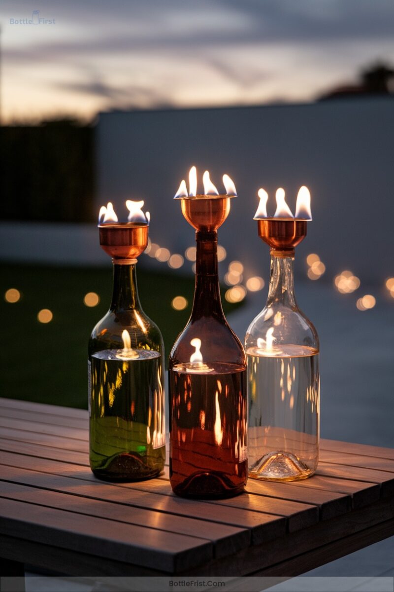 Wine Bottle Tiki Torches
