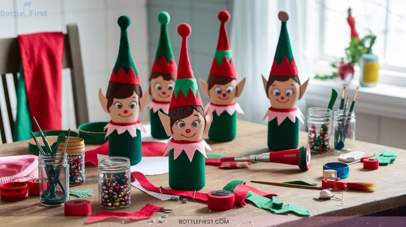 Whimsical Elf Wine Bottle Crafts for Holiday Fun
