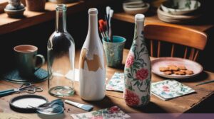 Elegant Wine Bottle Crafts with Napkins for Decoupage Beginners