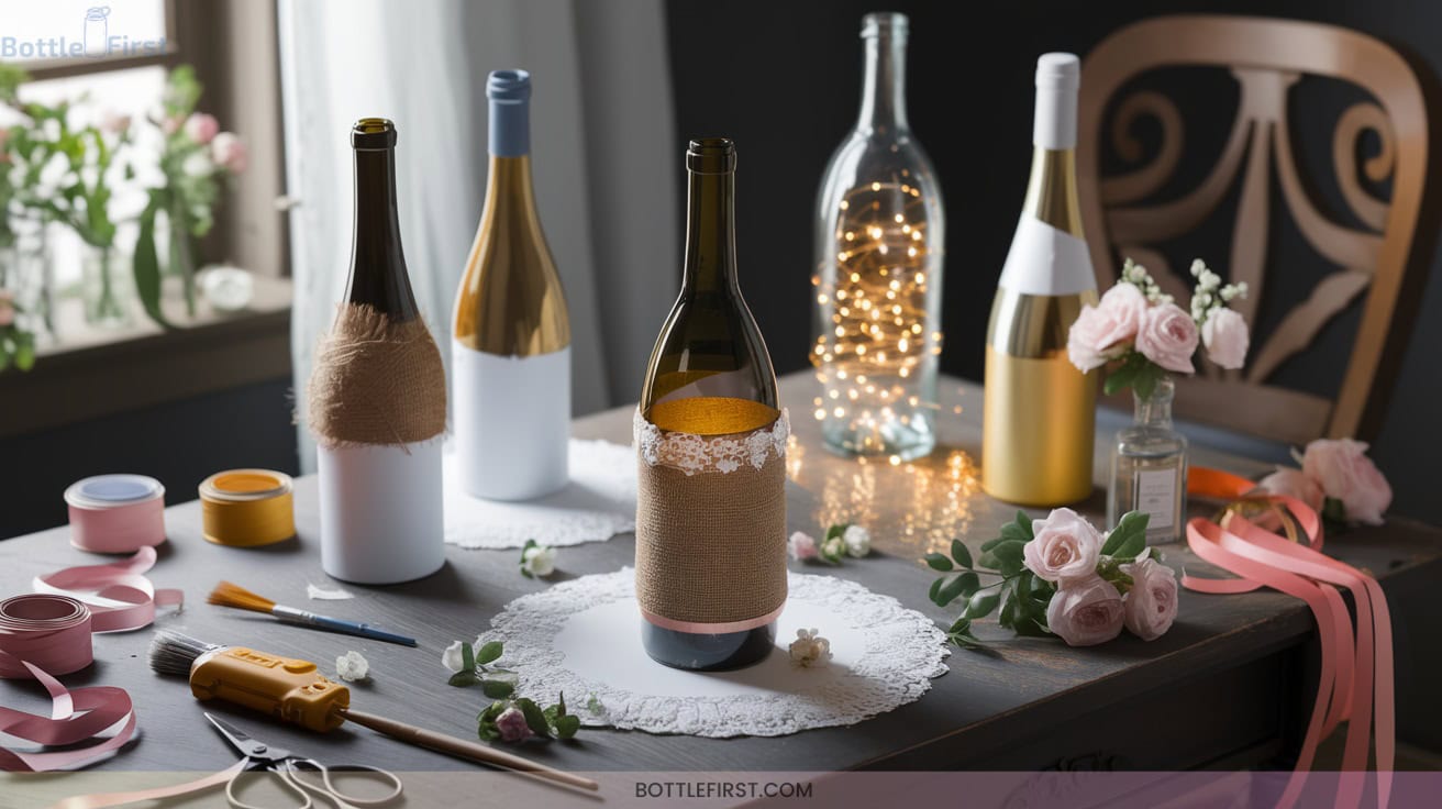 Stunning Wine Bottle Crafts for Wedding Table Decor