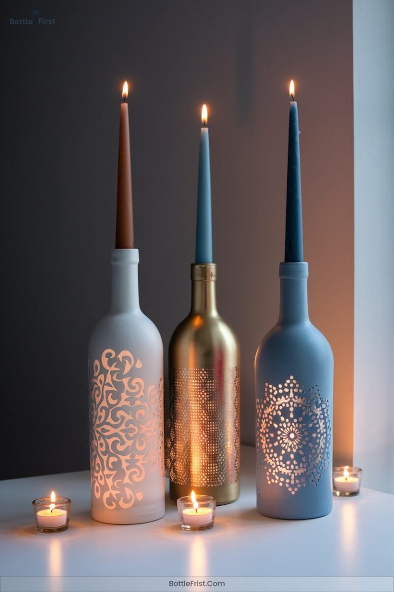 Decorative Wine Bottle Candle Holders