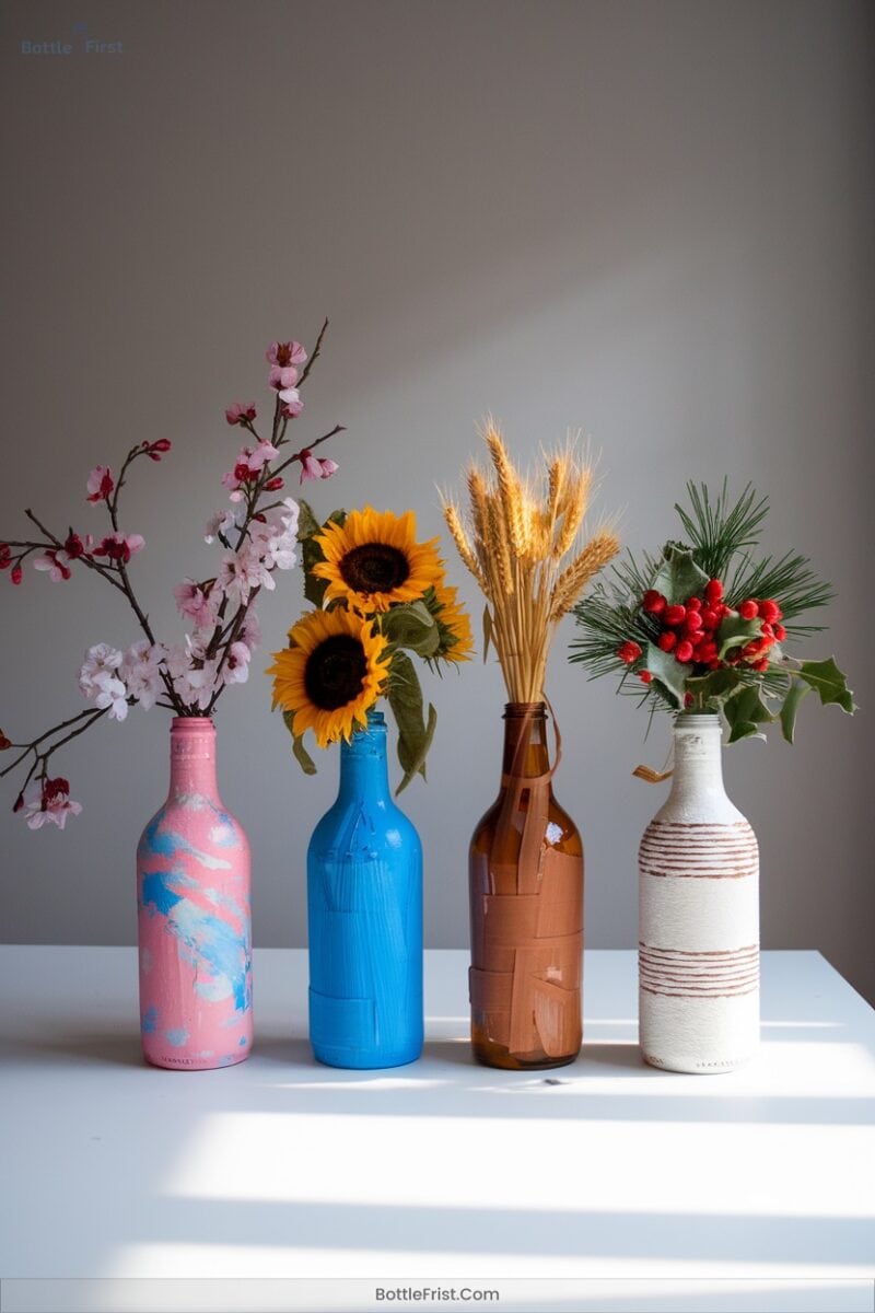 Designing Seasonal Wine Bottle Floral Accents