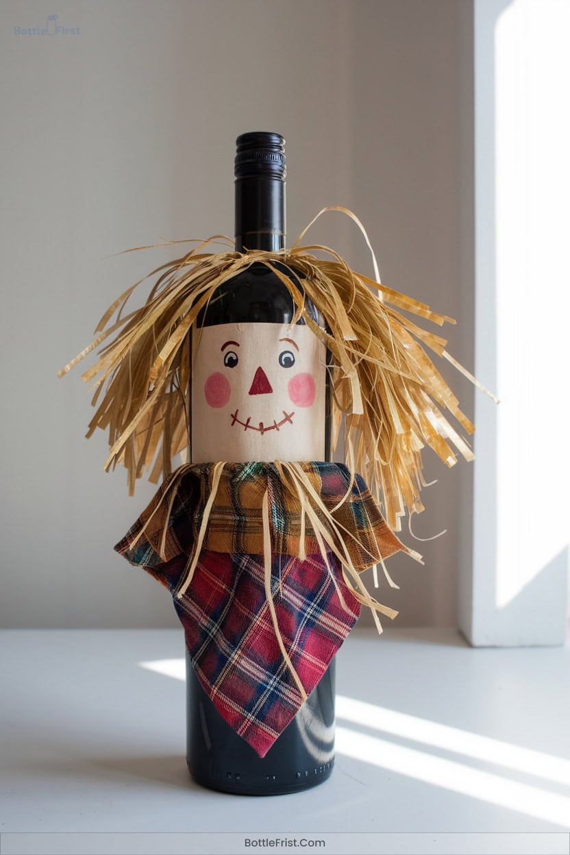 10 Charming Scarecrow Wine Bottle Crafts DIY For Harvest Season