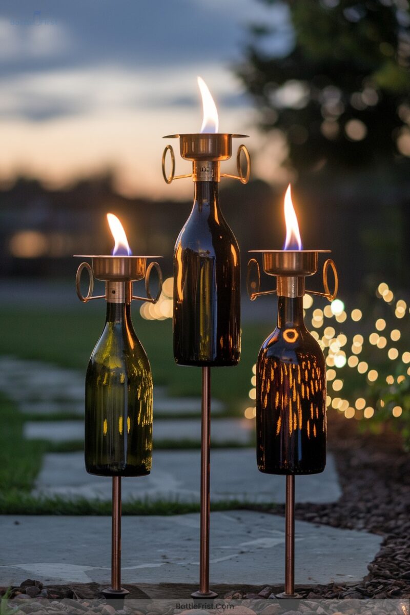 Outdoor Wine Bottle Tiki Torches