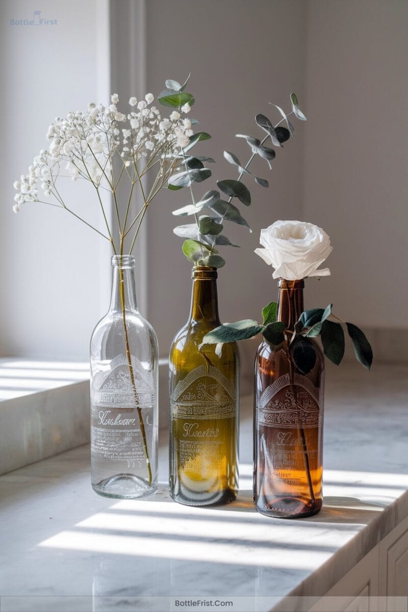 Custom Etched Wine Bottle Vases