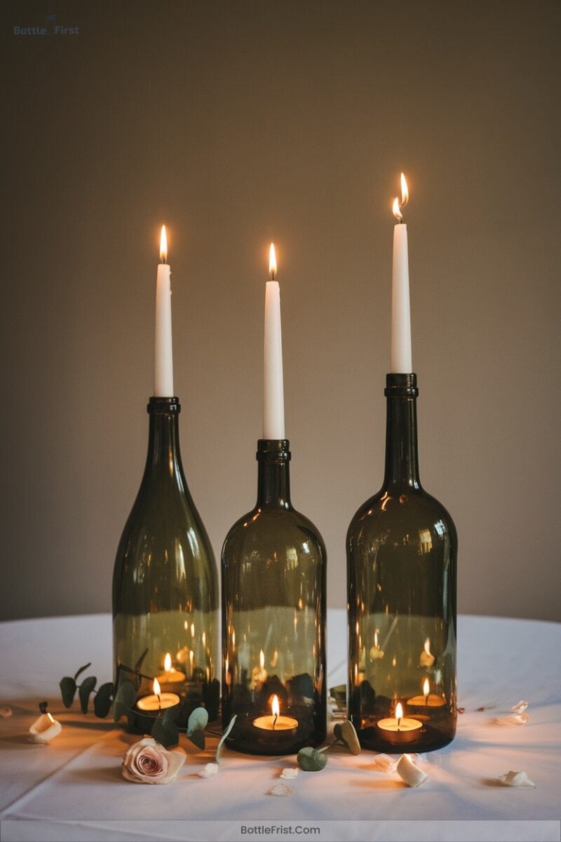Upside Down Bottle Candleholders