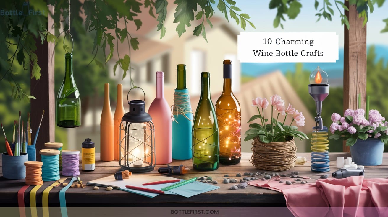 Charming Wine Bottle Crafts for Outdoor Entertainment Spaces
