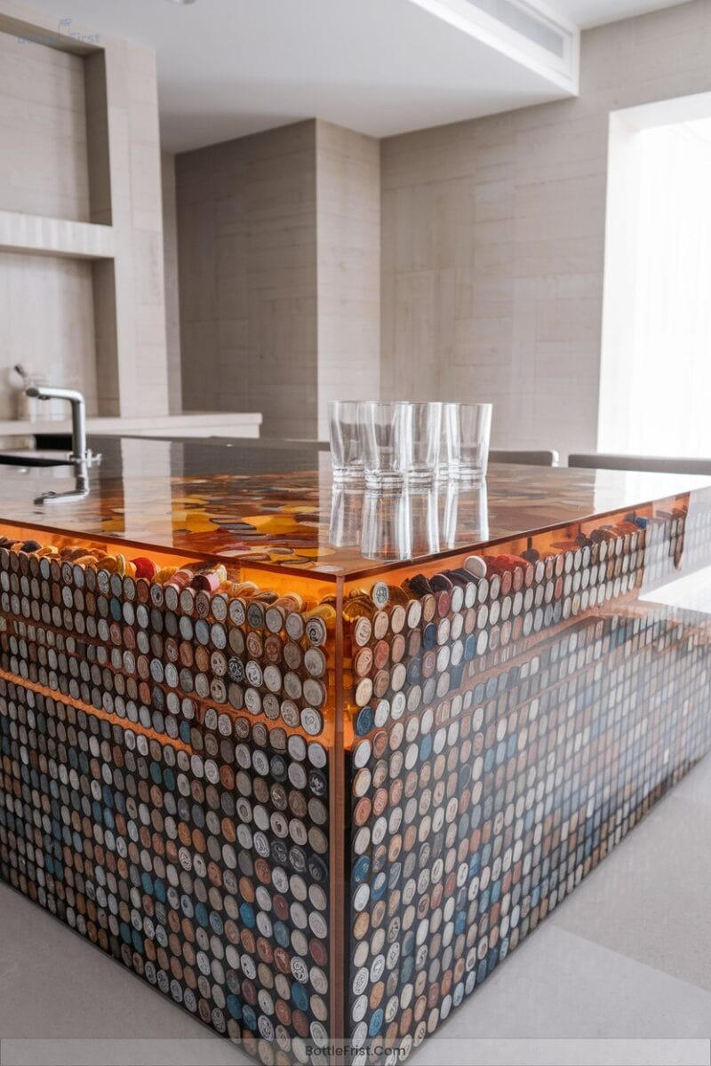 Bottle Cap Countertops as Statement Pieces