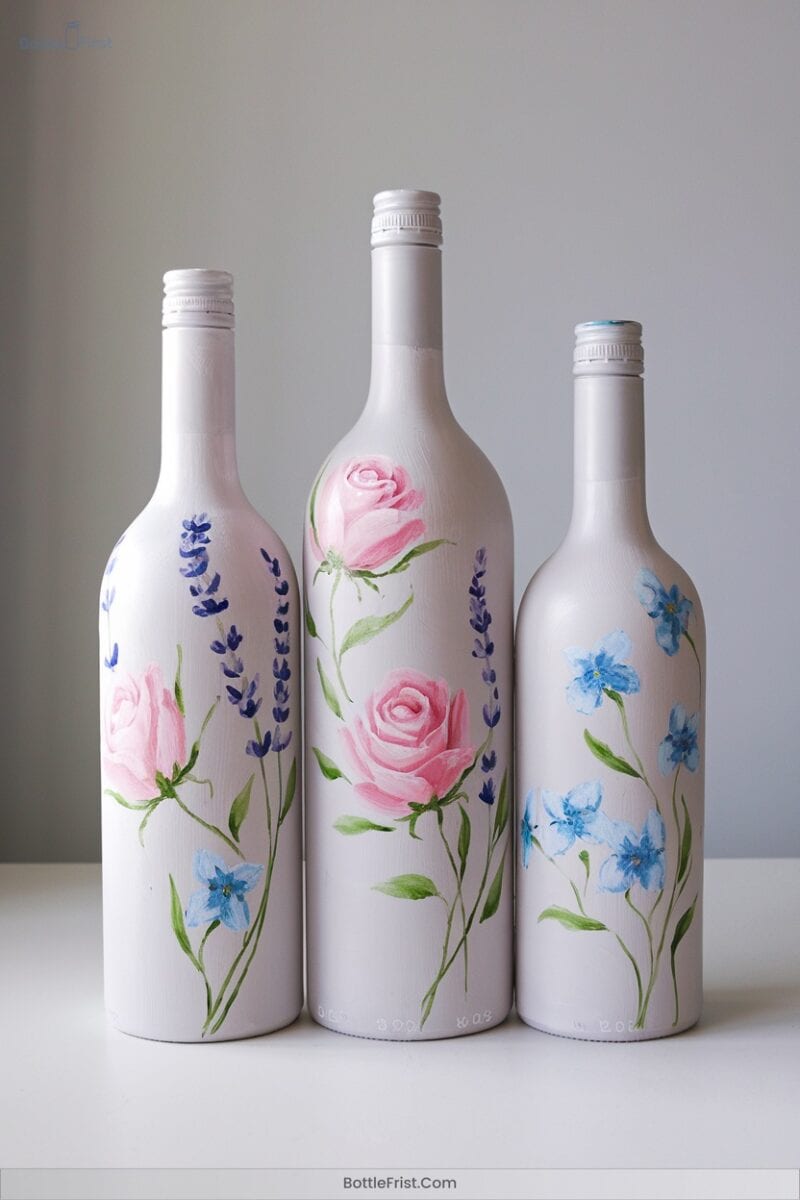 Chalk Painted Floral Bottles