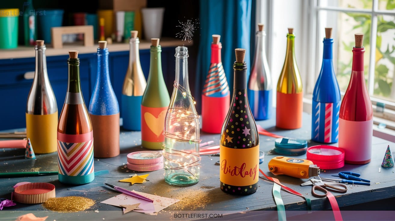 Festive Wine Bottle Crafts for Birthday Celebrations