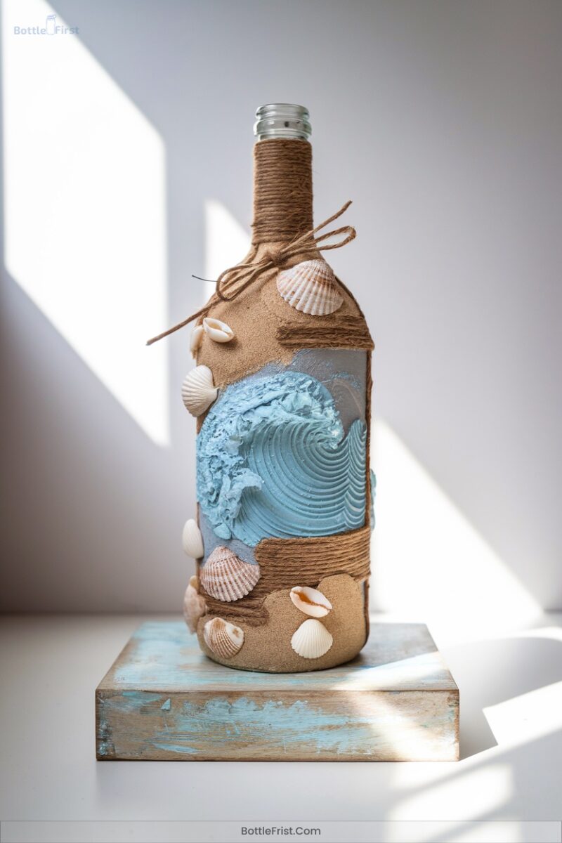 Textured Mixed Media Wine Bottle