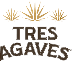 Tres Agaves tequila logo with agave plant illustrations.